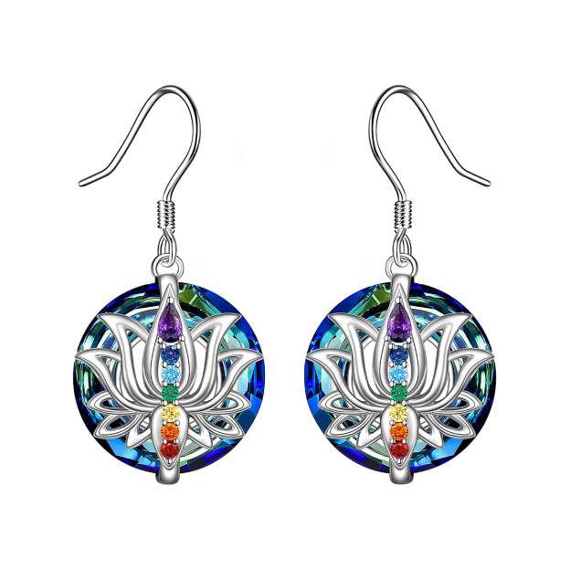S925 Move on Colorful Crystal Lotus Necklace