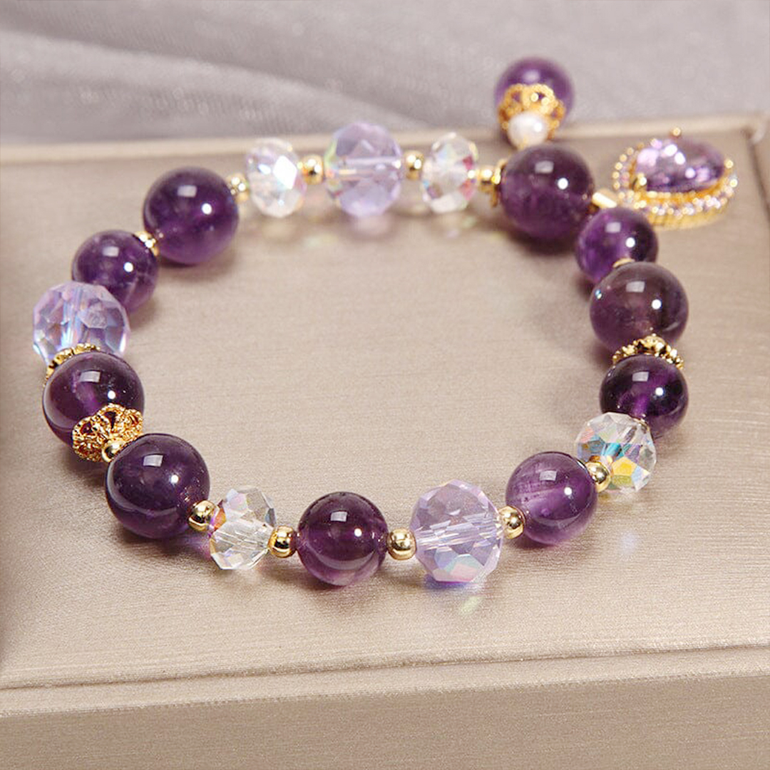 Amethyst Drop Beaded Bracelet