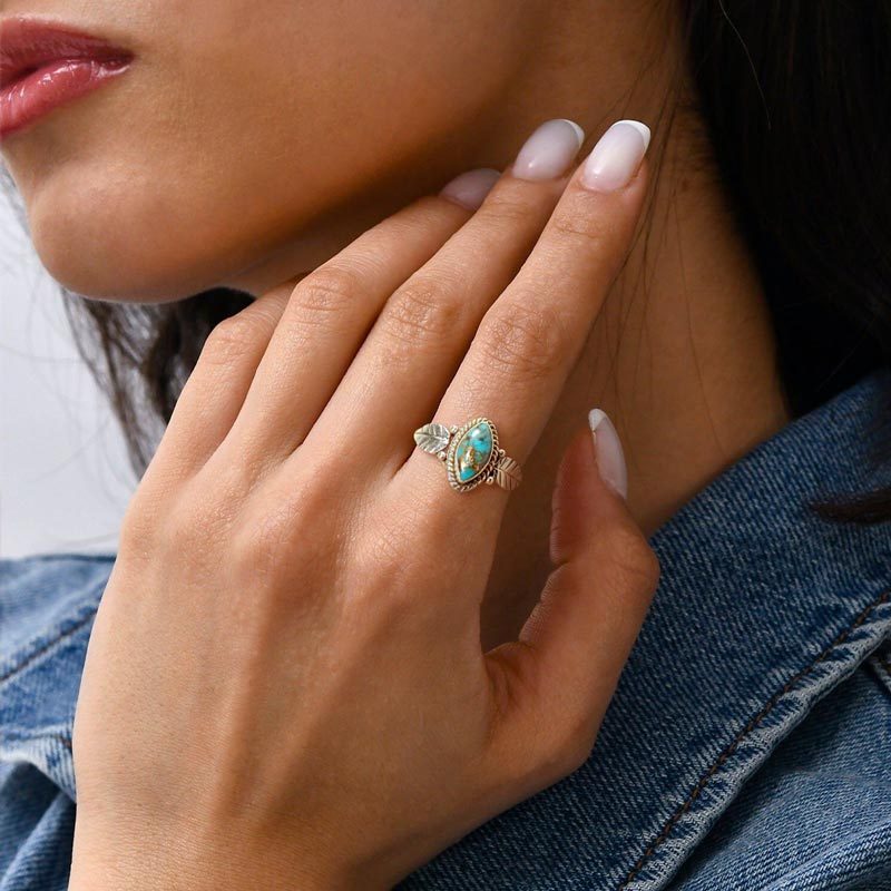 Turquoise Leaf Vintage Ring