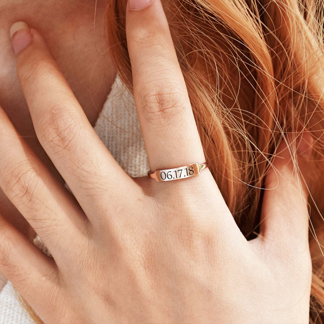 Custom Delicate Dainty Bar Ring