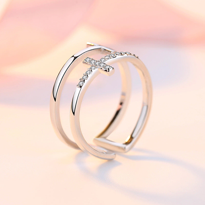 For Daughter - S925 Pray Through It Double Cross Ring