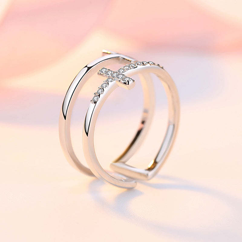 For Daughter - S925 Pray Through It Double Cross Ring