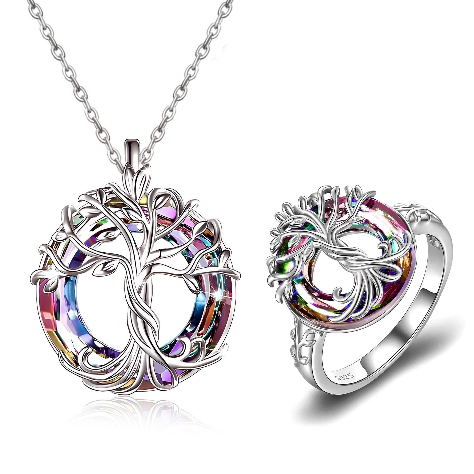 For Mom - S925 Mother is the Family Root Tree Crystal Necklace