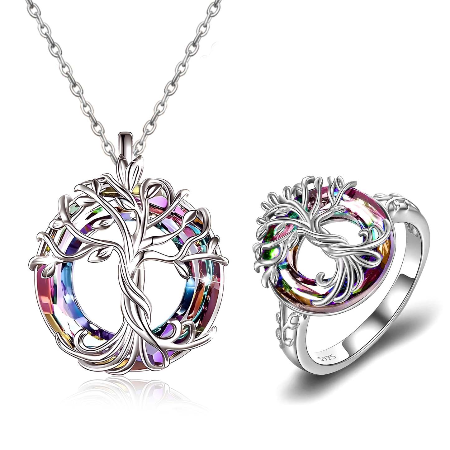 For Mom - S925 Mother is the Family Root Tree Crystal Necklace
