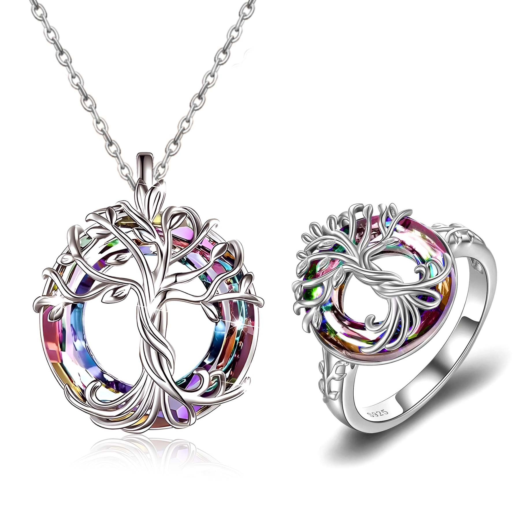 For Mom - S925 Mother is the Family Root Tree Crystal Necklace