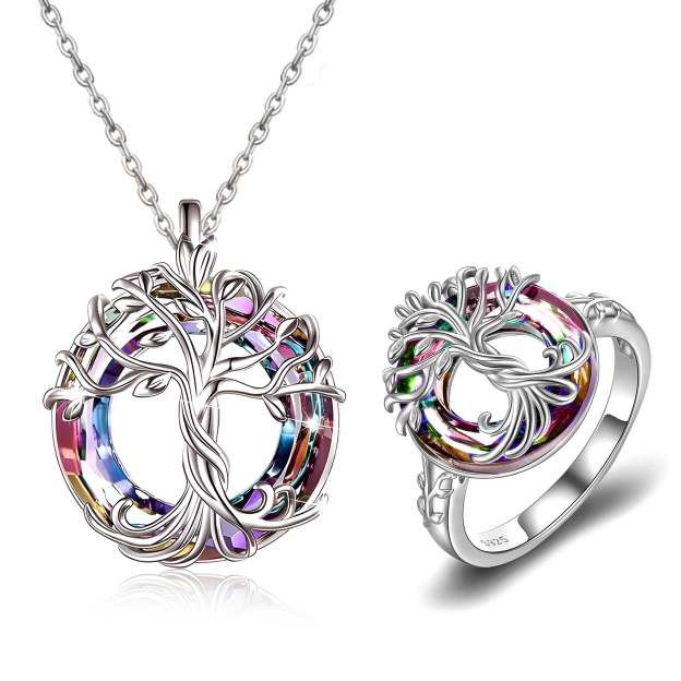 For Mom - S925 Mother is the Family Root Tree Crystal Necklace