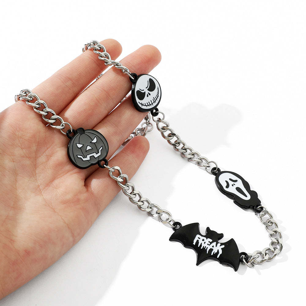Skull Pumpkin Bat Necklace