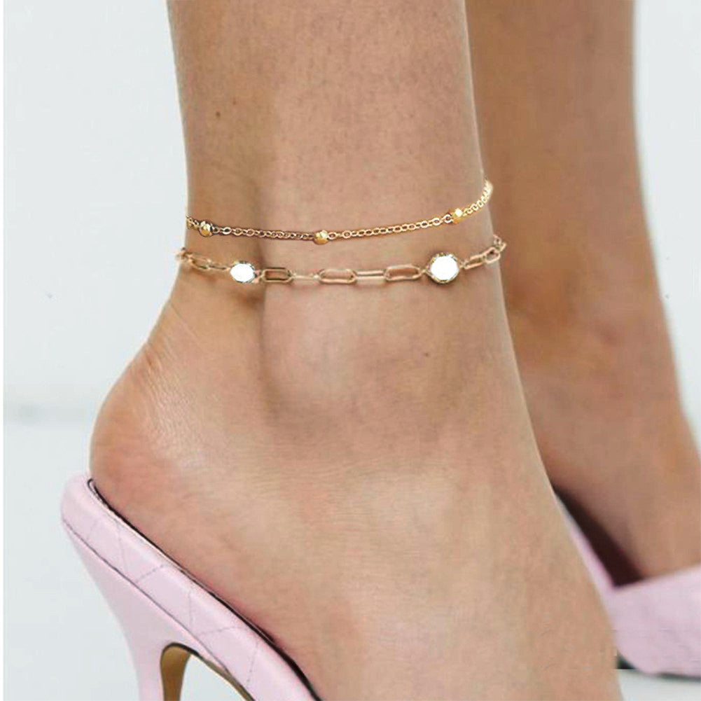 Shiny Crystal Chain Layer Anklet