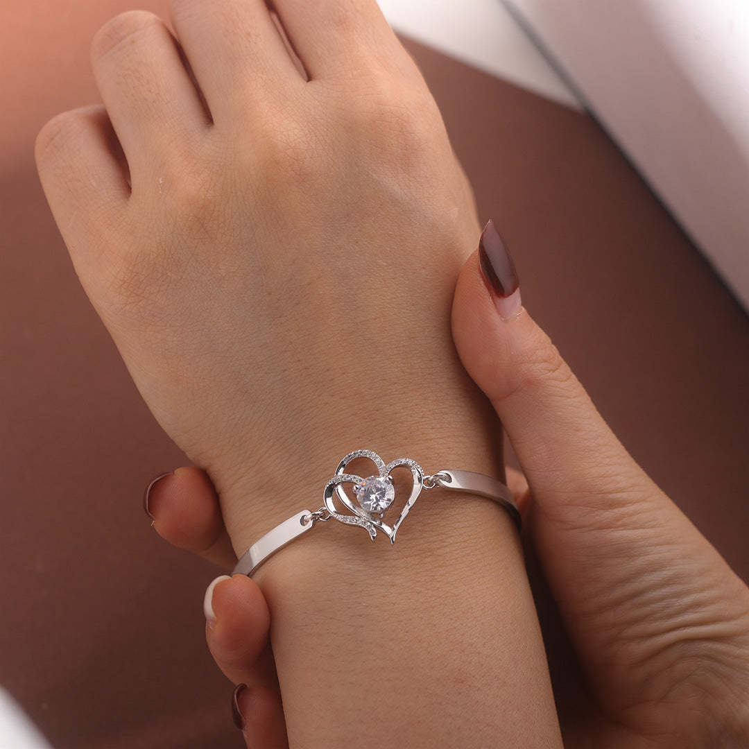 For Daughter - S925 I’ll Always be with You Double Heart Crystal Bracelet