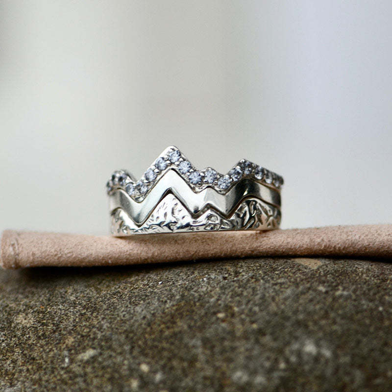 S925 Keep Climbing It'll Be Beautiful When You Get to the Top Mountain Ring