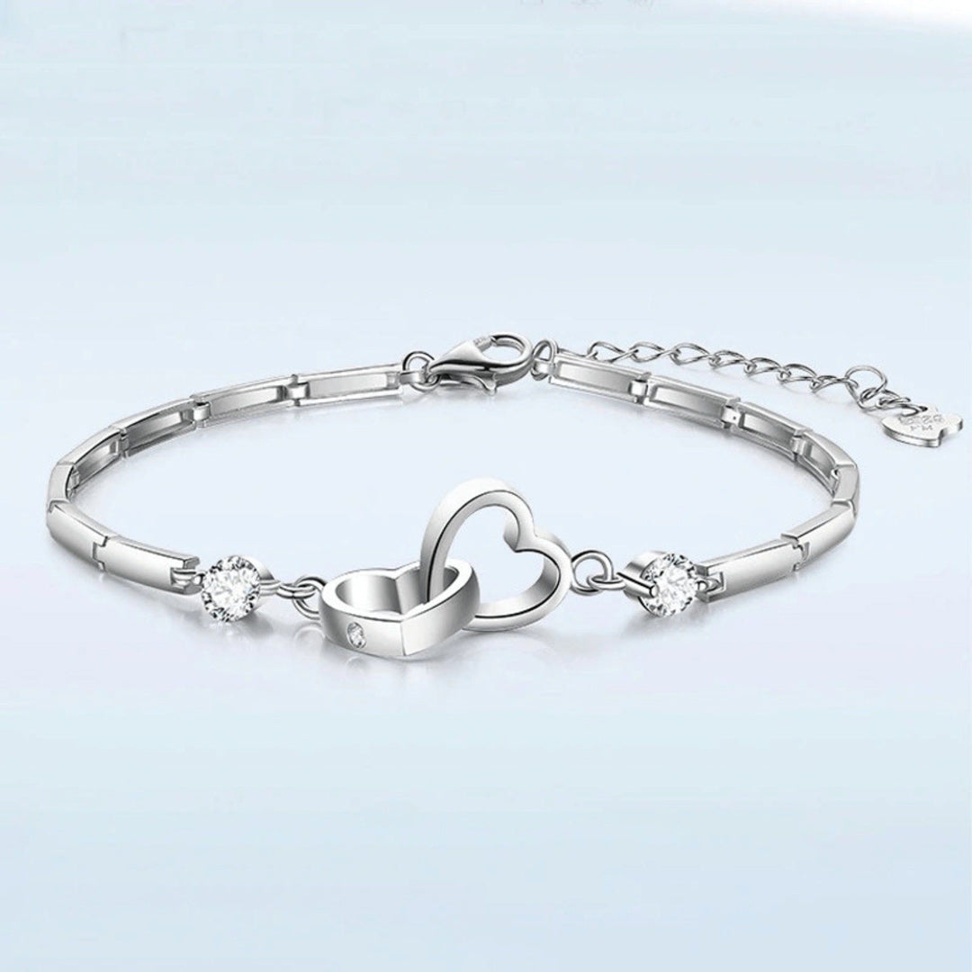 For Mother/Daughter - S925 No Matter Where We Go We will always be Connected Heart to Heart Bracelets
