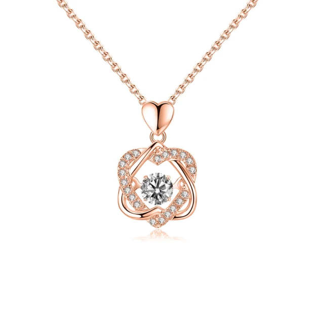 For Granddaughter - S925 Side by Side or Miles Apart We're Connected by Heart Love Knot Necklace