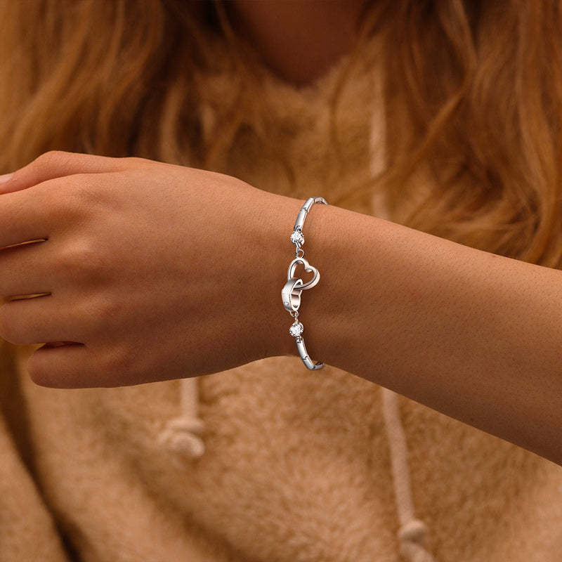 S925 The Love Between Aunt and Niece is Forever Double Heart Bracelet