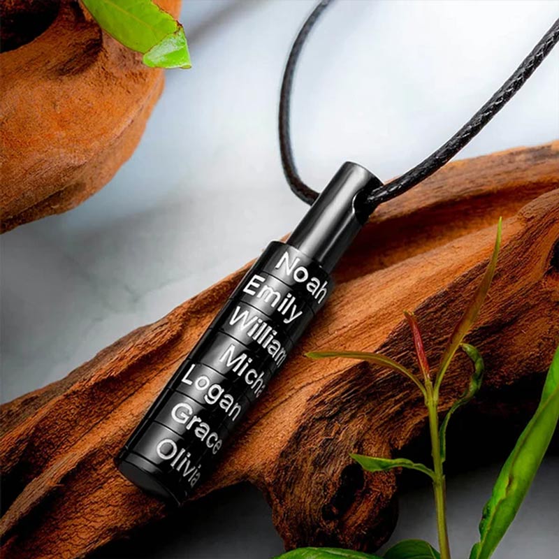 For Father - Cylinder Beads Name Custom Necklace