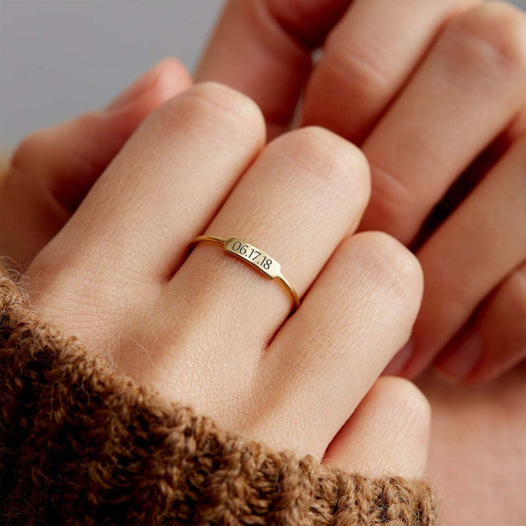 Custom Delicate Dainty Bar Ring