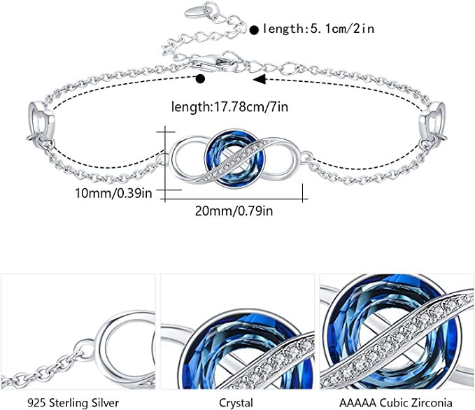 Infinity Blue Circle Crystal Bracelets