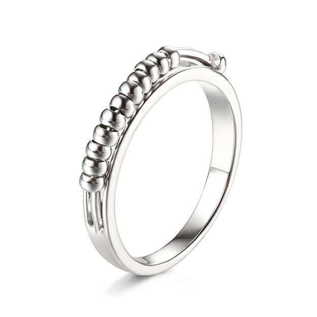 For Daughter - S925 I will Love & Protect You Half Round Bead Fidget Ring