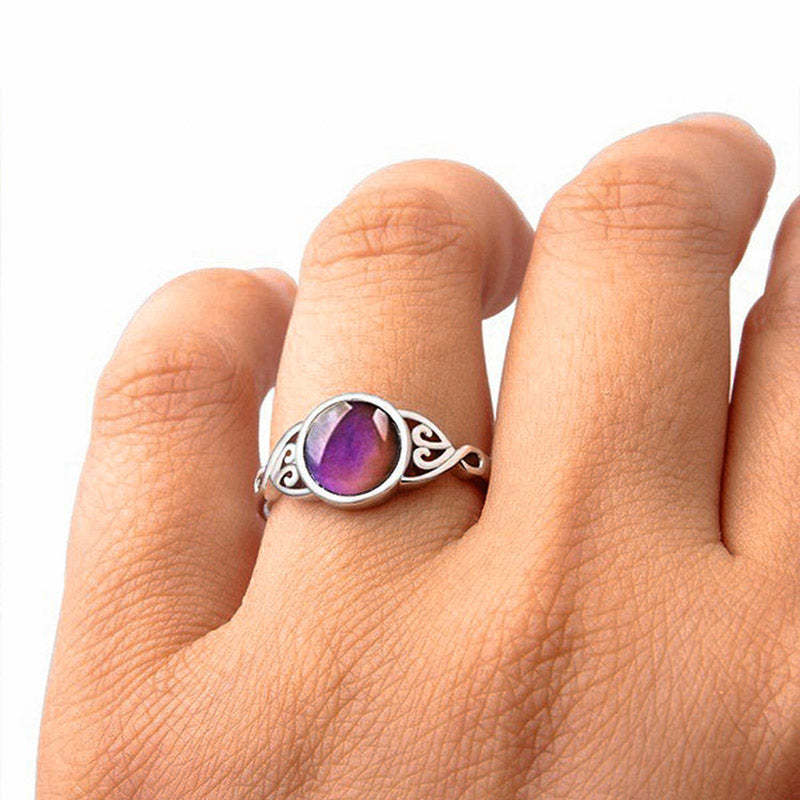 S925 Mood Ring Color Changing Circle Diamond Color Changing Ring