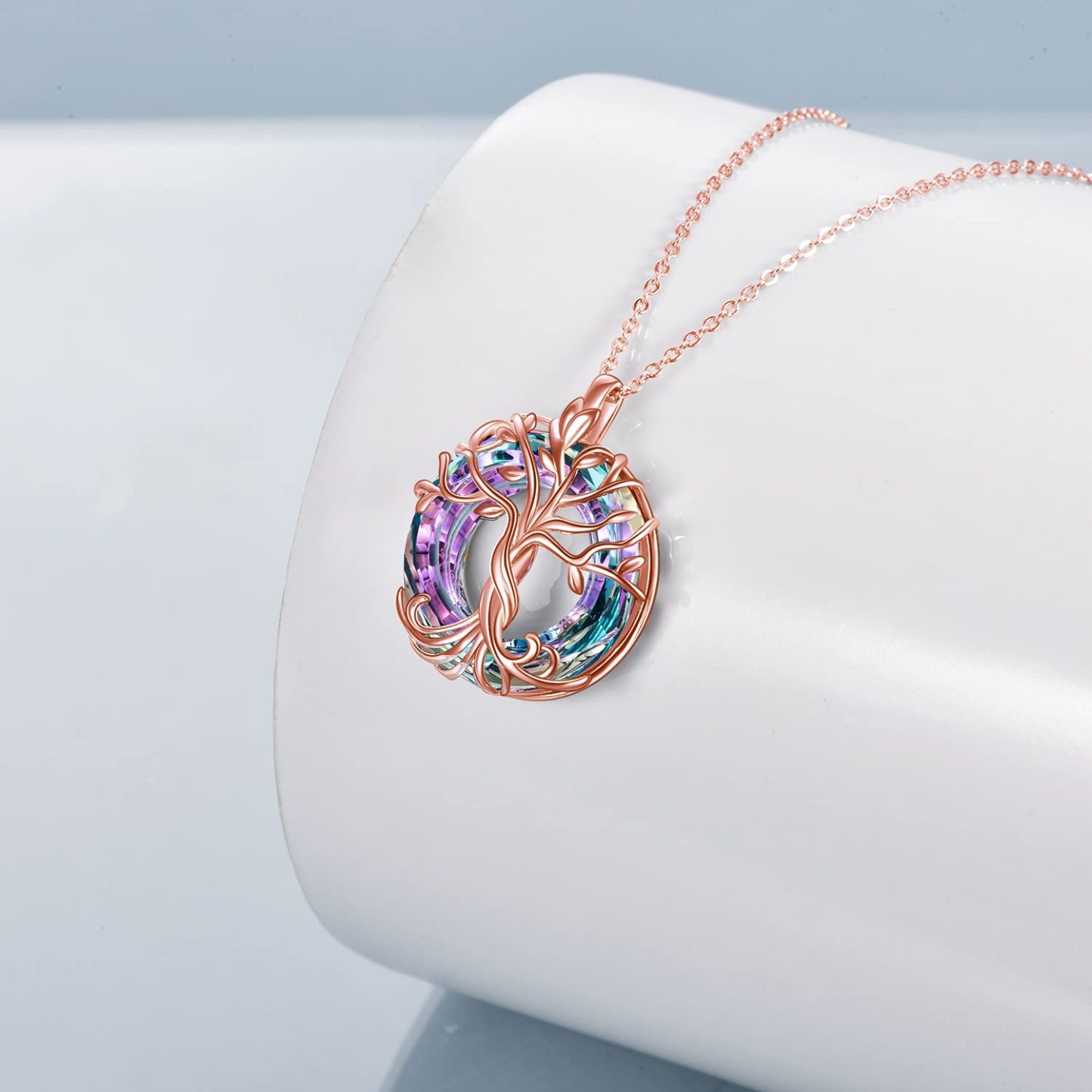 For Mom - S925 Mother is the Family Root Tree Crystal Necklace