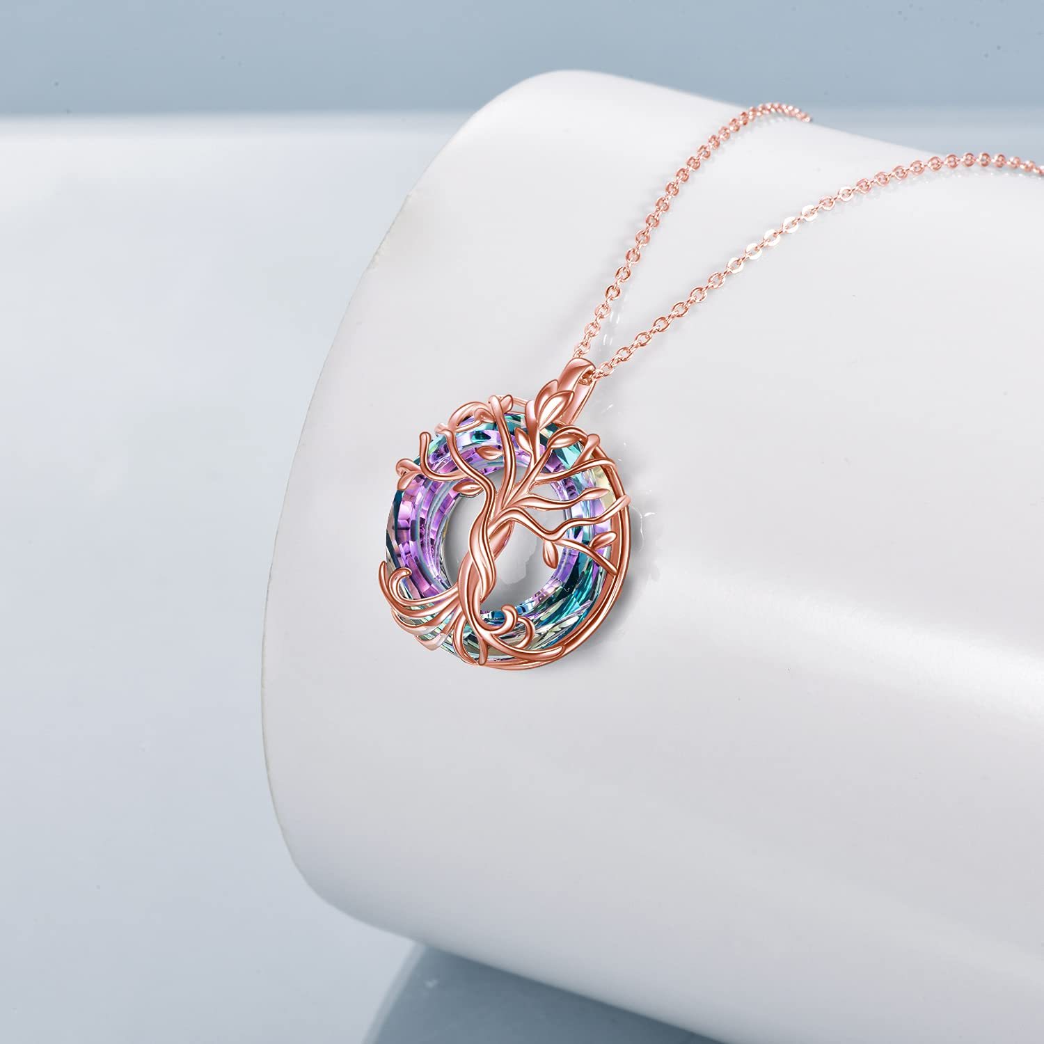 For Mom - S925 Mother is the Family Root Tree Crystal Necklace