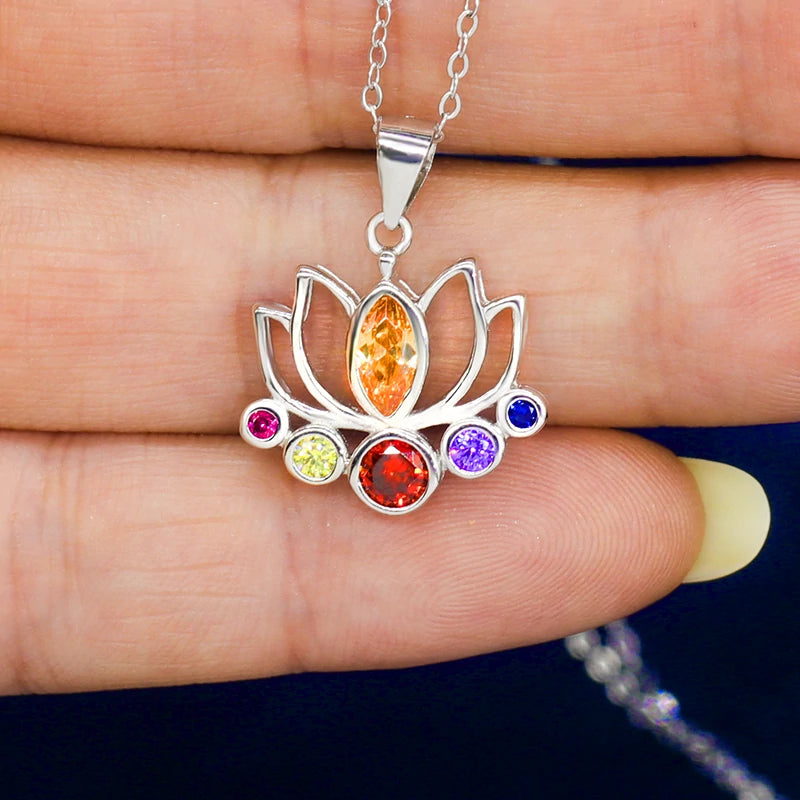 S925 No Mud No Lotus Hallow Lotus Necklace