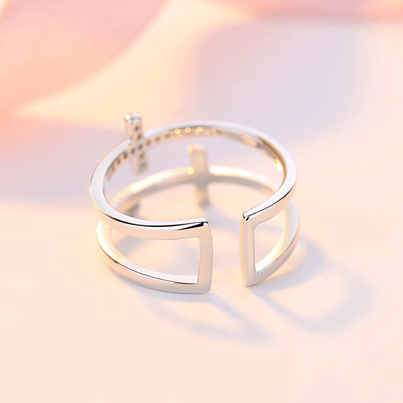 For Daughter - S925 Pray Through It Double Cross Ring