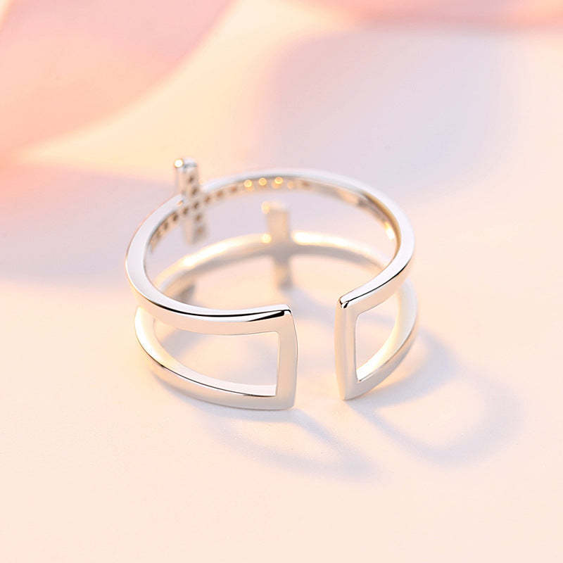 For Daughter - S925 Pray Through It Double Cross Ring