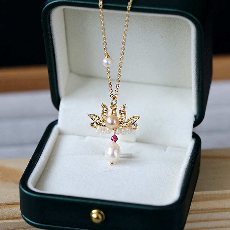 Enlightment & New Beginnings Lotus Pearl Necklace
