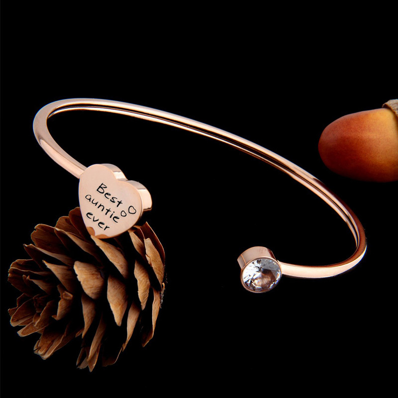 For Aunt/Niece - Best Aunt Heart Diamond Cuff Bracelet
