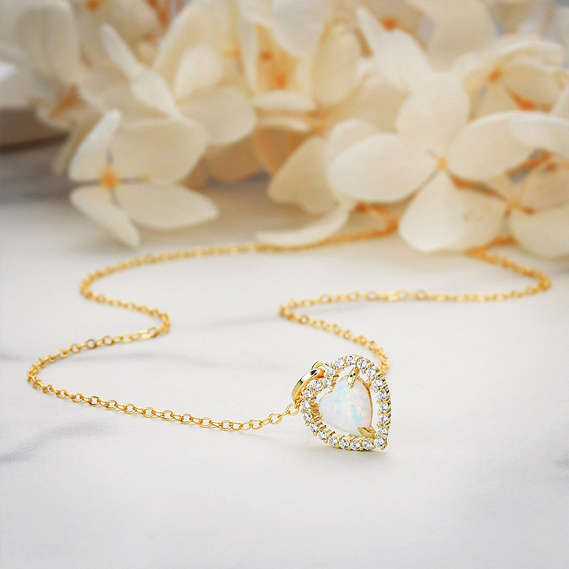 For Self - S925 Love Yourself Unconditionally Heart Opal Necklace