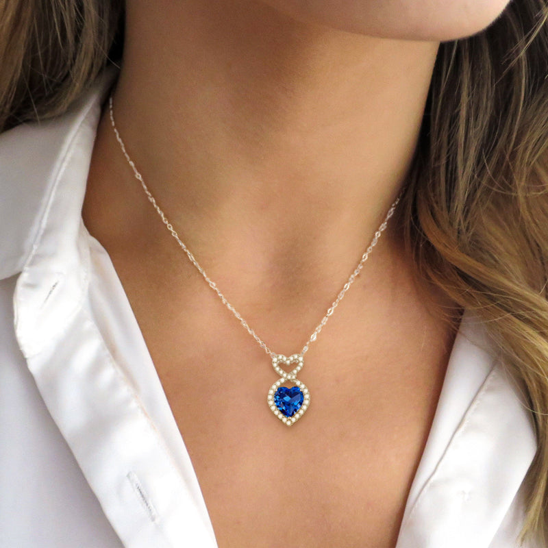 For Bonus Daughter - I'm So Proud Of You Blue Heart Crystal Necklace
