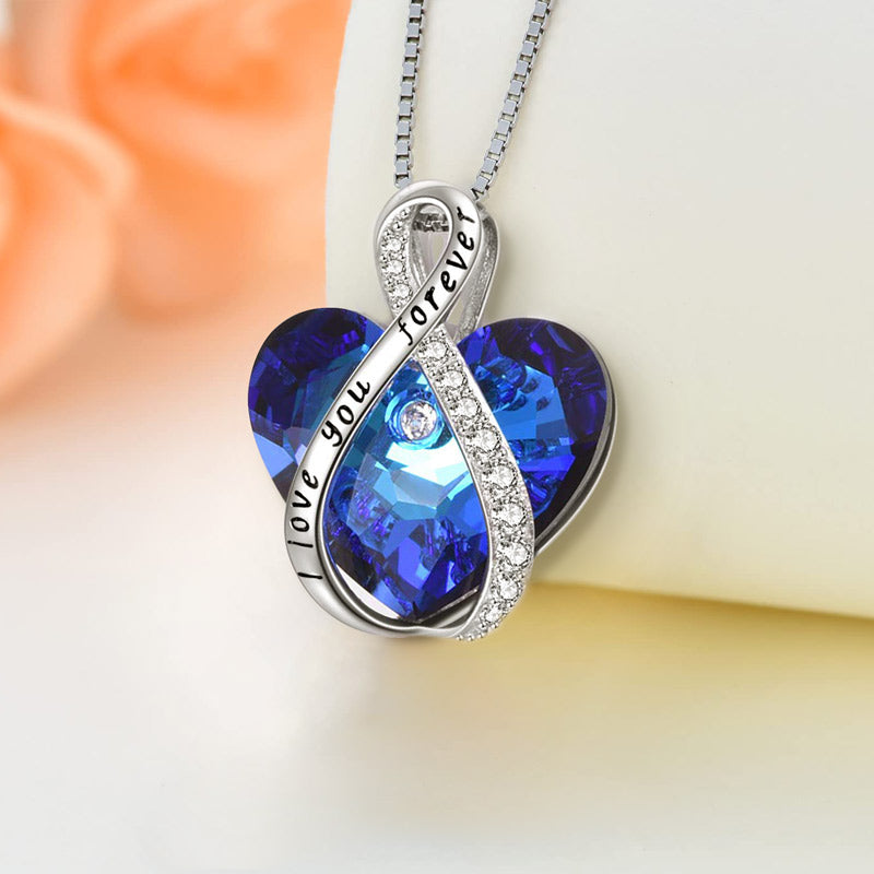 For Daughter- S925 You Will Never Outgrow My Heart Crystal Infinity Love Heart Necklace