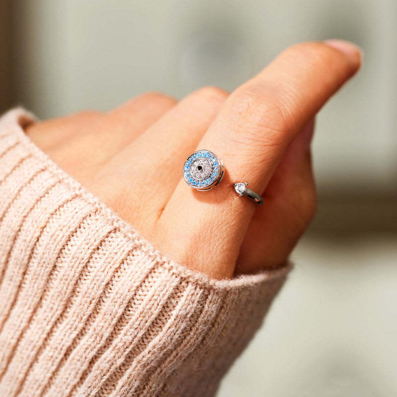 For Daughter - S925 I Will Love & Protect You from Anything You Fear Evil Eye Fidget Ring