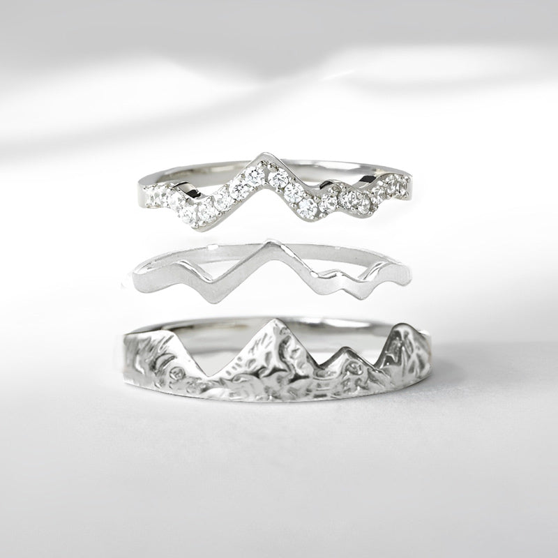 S925 Worry Less Triple Stacked Peak Ring
