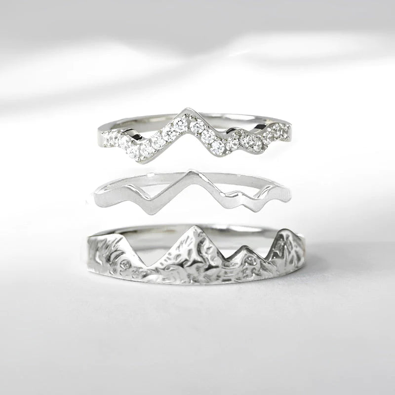 For Mother - S925 I Love You to the Mountain and Back Triple Stacked Mountain Ring
