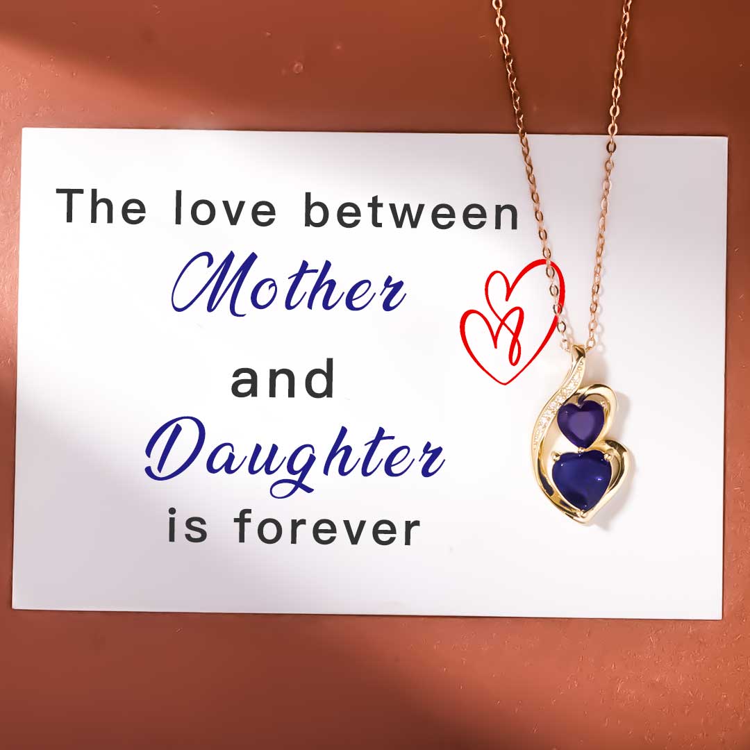 For Daughter - S925 The Love Between Mother and Daughter is Forever Blue Hearts Crystal Necklace
