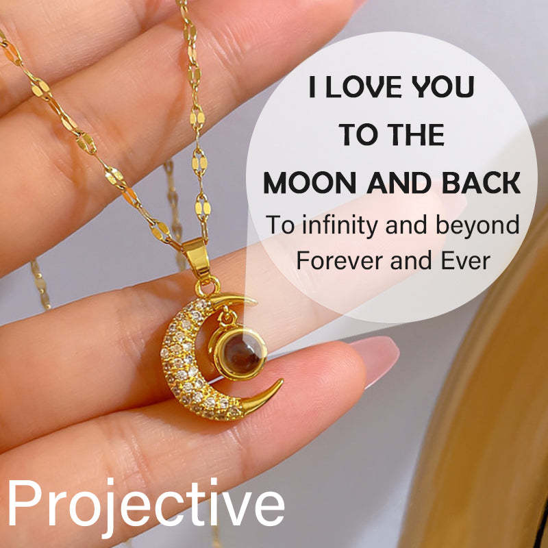 I Love You to the Moon and Back Projective Moon Necklace