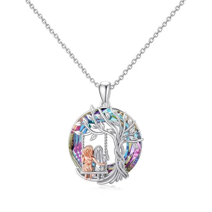 For Friend - S925 When Fate Brought Us Together We Became Sisters at Heart Crystal  Life Tree Necklace