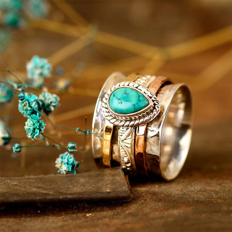 S925 Tranquil Oasis-The Serenity Turquoise Large Circle Ring