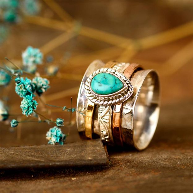 S925 Tranquil Oasis-The Serenity Turquoise Large Circle Ring