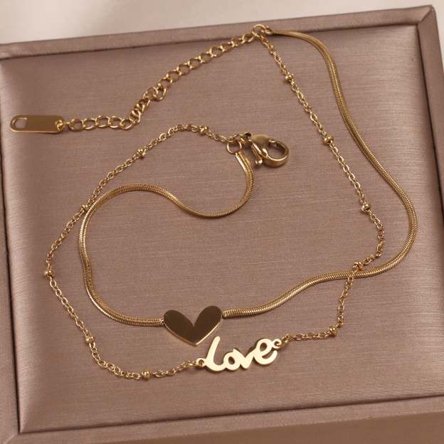 Love Heart Stacked Anklet