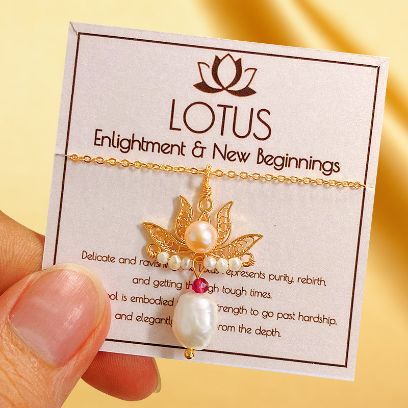 Enlightment & New Beginnings Lotus Pearl Necklace