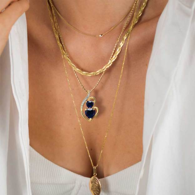 For Daughter - S925 The Love Between Mother and Daughter is Forever Blue Hearts Crystal Necklace