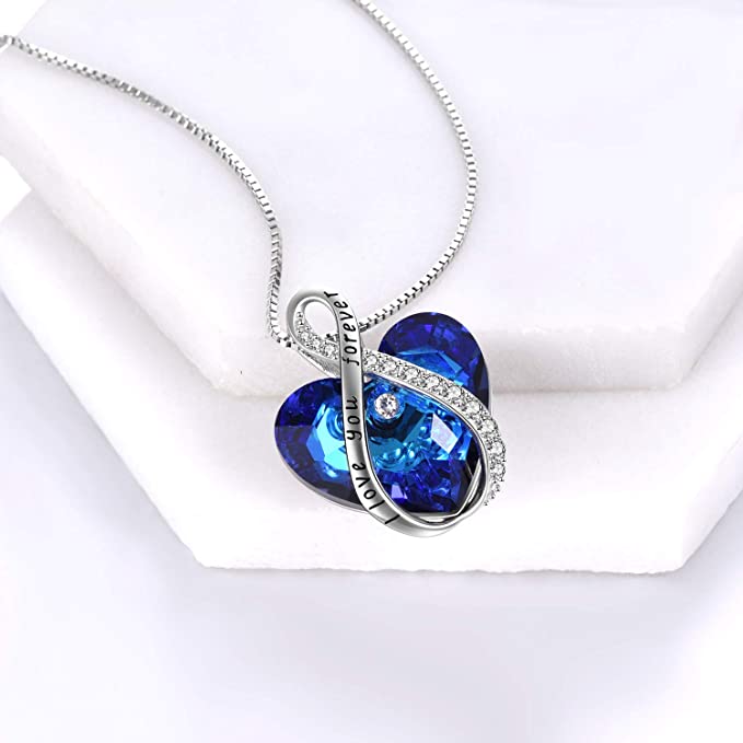 For Daughter- S925 You Will Never Outgrow My Heart Crystal Infinity Love Heart Necklace
