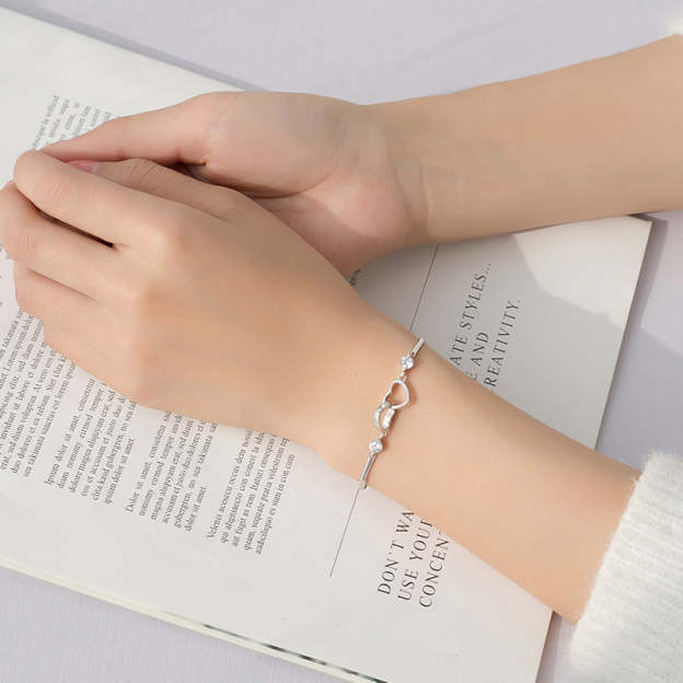 S925 The Love Between Aunt and Niece is Forever Double Heart Bracelet
