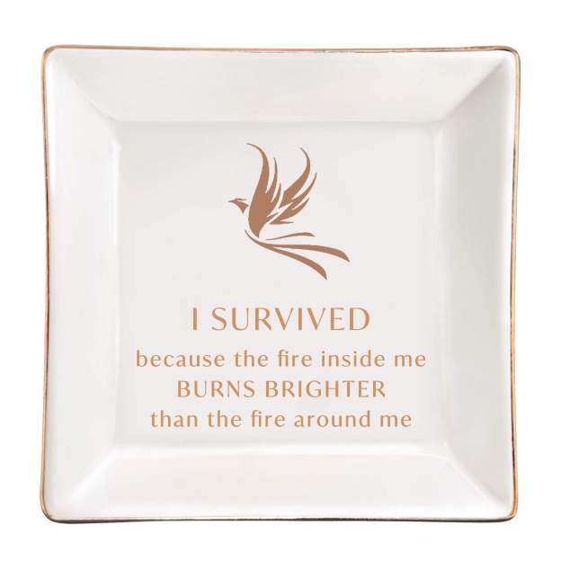 S925 I Survived Because The Fire Inside Me Burns Brighter Than The Fire Around Me Phoenix Crystal Necklace