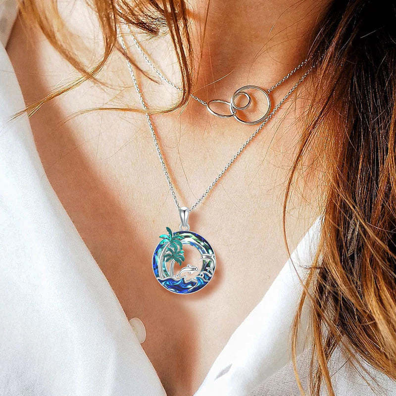 S925 Sometimes You Need to Slow Down and Breathe Palm Tree Crystal Necklace