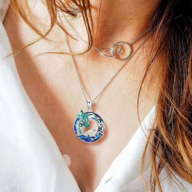 S925 Sometimes You Need to Slow Down and Breathe Palm Tree Crystal Necklace
