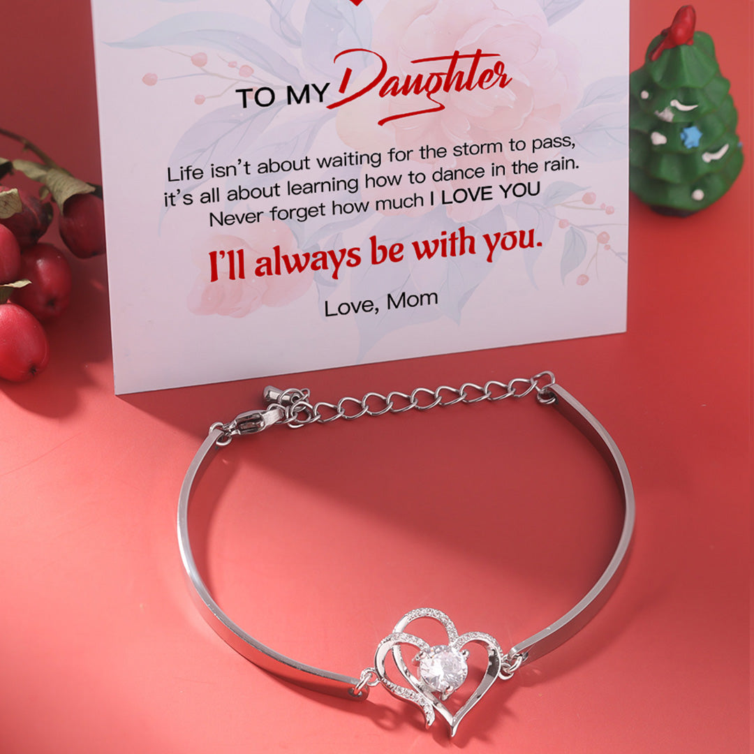 For Daughter - S925 I’ll Always be with You Double Heart Crystal Bracelet