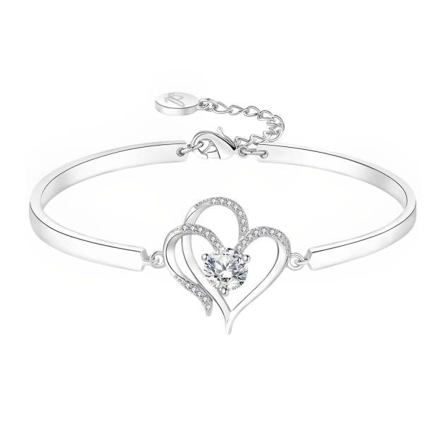 For Granddaughter - S925 Never Forget How Much I Love You Heart Sterling Silver Crystal Bracelet